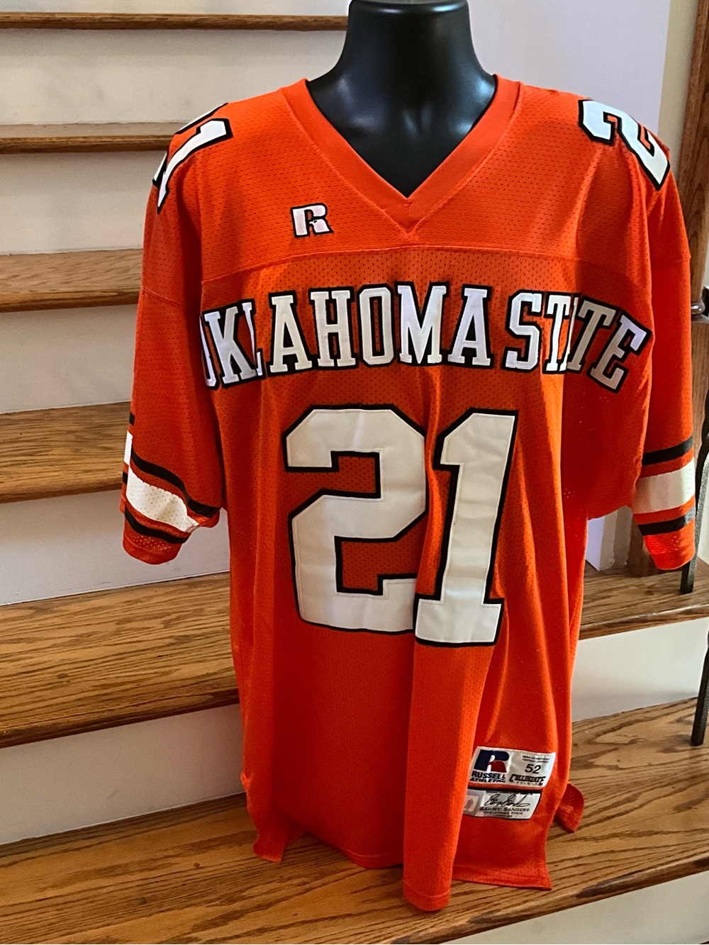 Vintage Russell Athletic Orange Oklahoma State #21 Barry Sanders Football Jersey